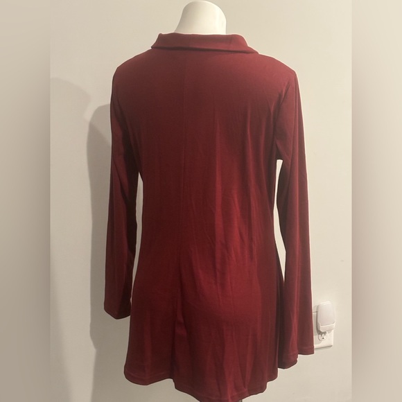 Maroon Women's Tunic with Button Details - Picture 5 of 6